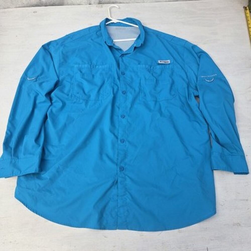 Columbia PFG Fishing Shirt Adult Mens 3XL Blue Vented Long Sleeve Omnishade